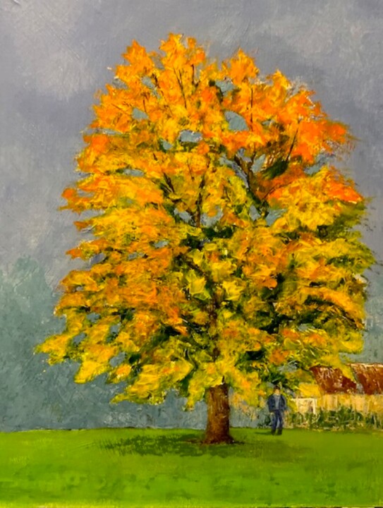 Pintura intitulada "Auprès de mon arbre" por Jacques Dolley, Obras de arte originais, Acrílico