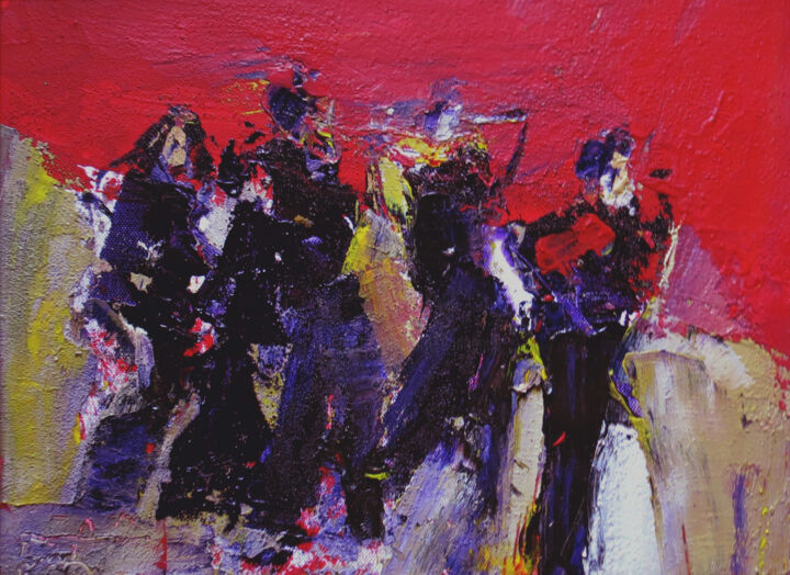 Painting titled "SOIR DE FETE" by Jacques Donneaud, Original Artwork, Acrylic Mounted on Wood Stretcher frame