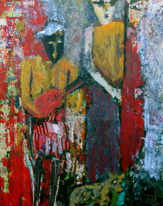Painting titled "JAZZ MUSICIANS GRAF…" by Jacques Donneaud, Original Artwork, Acrylic Mounted on Wood Stretcher frame