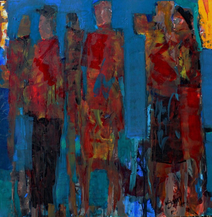 Peinture intitulée "QUAND TOMBE LA NUIT…" par Jacques Donneaud, Œuvre d'art originale, Acrylique Monté sur Châssis en bois