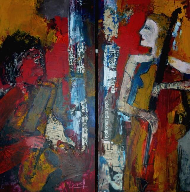 Painting titled "L'instant jazz" by Jacques Donneaud, Original Artwork, Oil