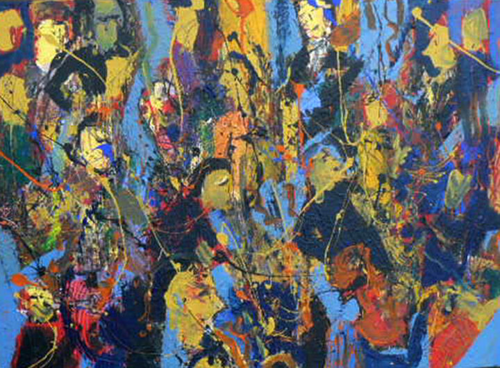 Painting titled "symphonie en bleu" by Jacques Donneaud, Original Artwork, Acrylic