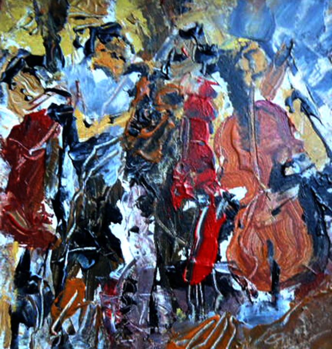 Peinture intitulée "L'orchestre improvi…" par Jacques Donneaud, Œuvre d'art originale, Acrylique