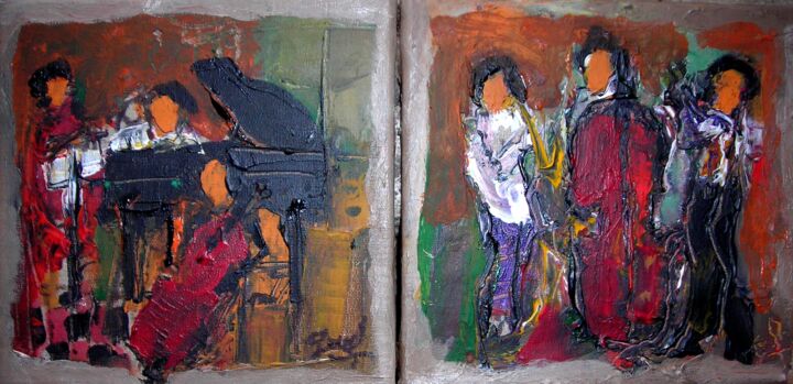 Painting titled "Trios musicaux (Tri…" by Jacques Donneaud, Original Artwork, Acrylic