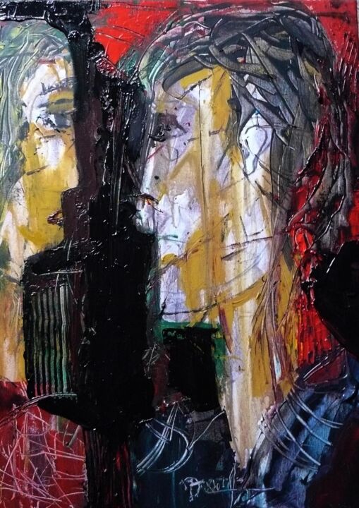 Картина под названием "Regards" - Jacques Donneaud, Подлинное произведение искусства, Акрил Установлен на Деревянная рама дл…