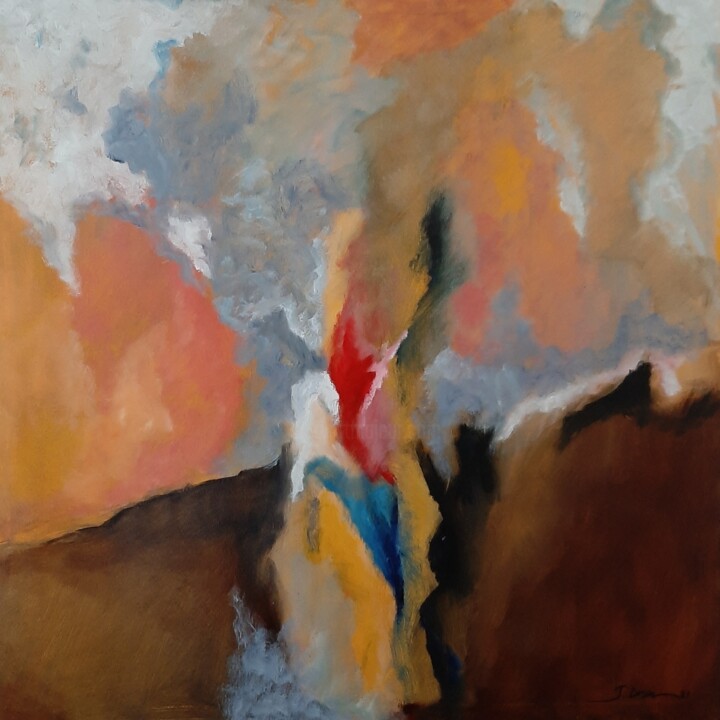 绘画 标题为“Eruption” 由Jacques Drai, 原创艺术品, 油 安装在木质担架架上