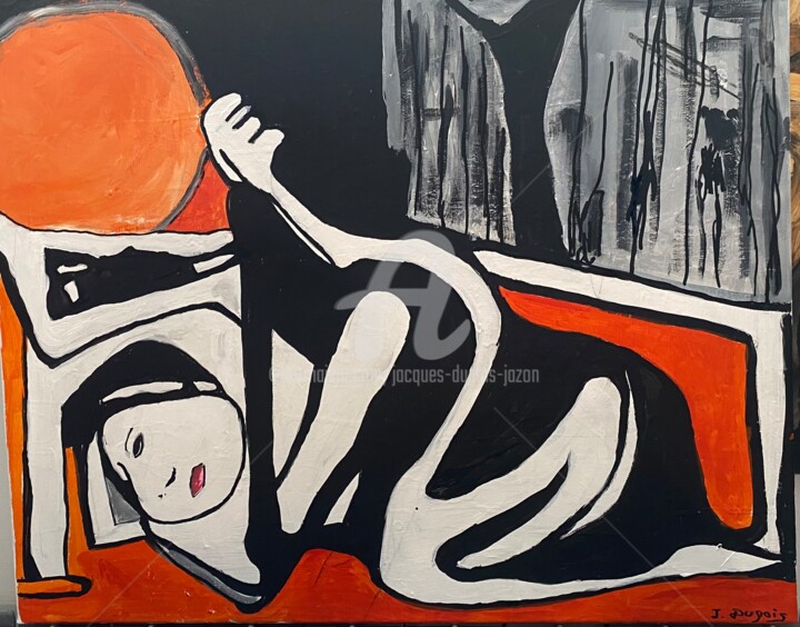 Pintura intitulada "rouge et noir" por Jacques Dugois (JAZON), Obras de arte originais, Acrílico