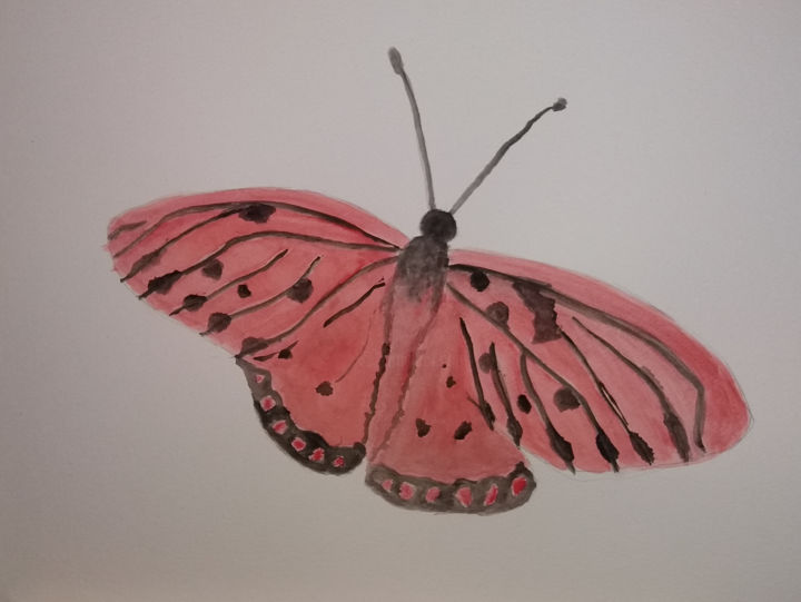 Painting titled "Papillon" by Emmanuel Jacques, Original Artwork, Watercolor
