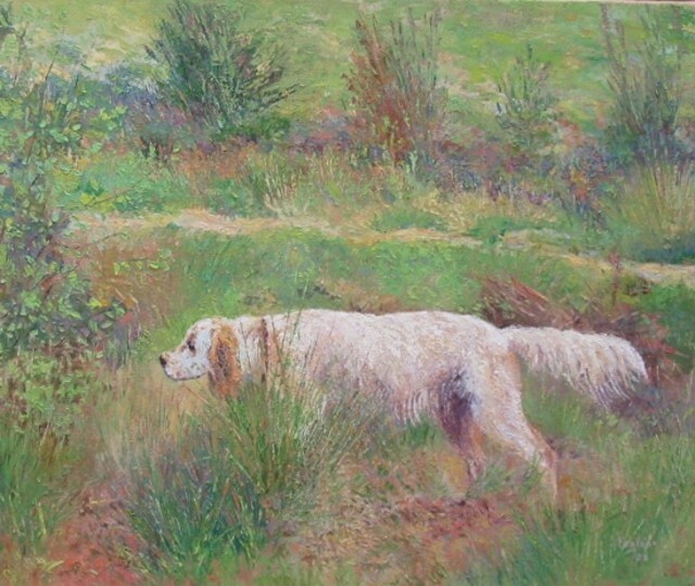 Pintura intitulada "A la chasse" por Jacques Fontan, Obras de arte originais, Óleo