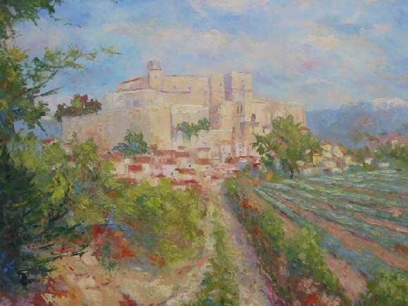 Painting titled "A Grignan" by Jacques Fontan, Original Artwork, Oil