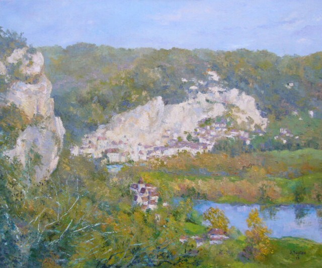 Malerei mit dem Titel "La Roque Gageac" von Jacques Fontan, Original-Kunstwerk