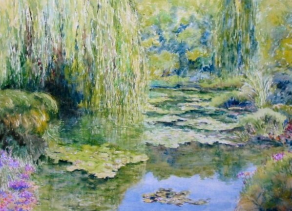 Schilderij getiteld "A Giverny" door Jacques Fontan, Origineel Kunstwerk