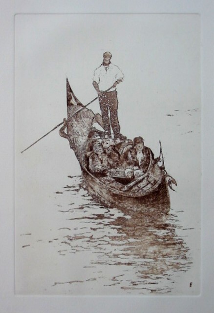 Pittura intitolato "La Gondole." da Jacques Fontan, Opera d'arte originale