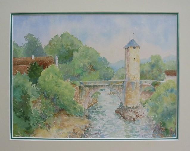 Pittura intitolato "Pont d'Orthez" da Jacques Fontan, Opera d'arte originale, Olio
