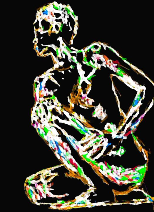 Цифровое искусство под названием "Nu féminin" - Jacques Franquin, Подлинное произведение искусства, Цифровая живопись