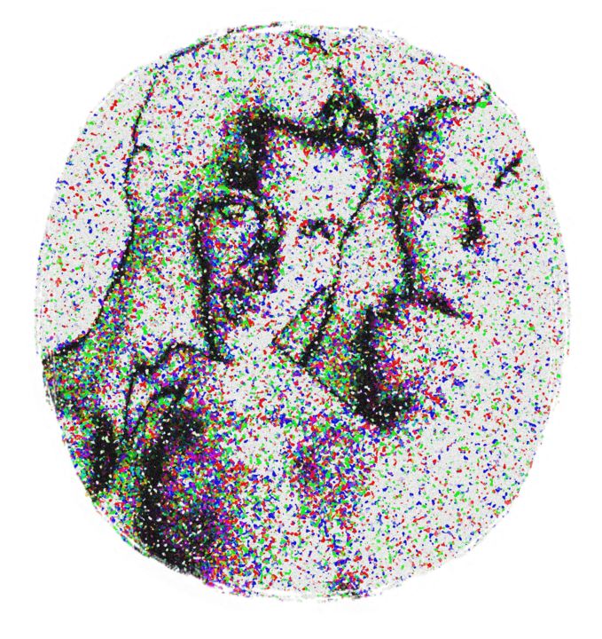 Цифровое искусство под названием "Portrait double poi…" - Jacques Franquin, Подлинное произведение искусства, Цифровая живоп…