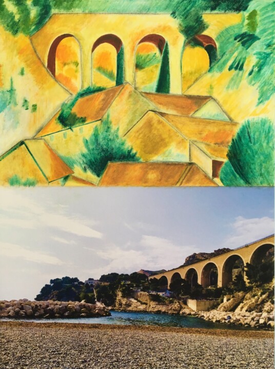 Картина под названием "l'Estaque" - Jacques Girauld, Подлинное произведение искусства, Масло Установлен на Деревянная рама д…