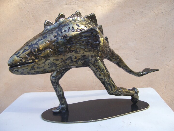 Sculpture titled "Monstre à la Bosch" by Jacques Hellegouarch (Jaco), Original Artwork, Metals