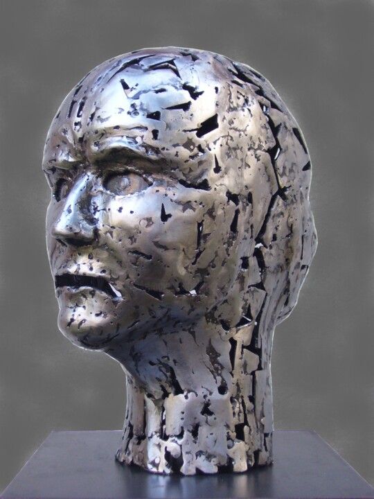 Sculpture titled "Janus bipolaire" by Jacques Hellegouarch (Jaco), Original Artwork, Metals