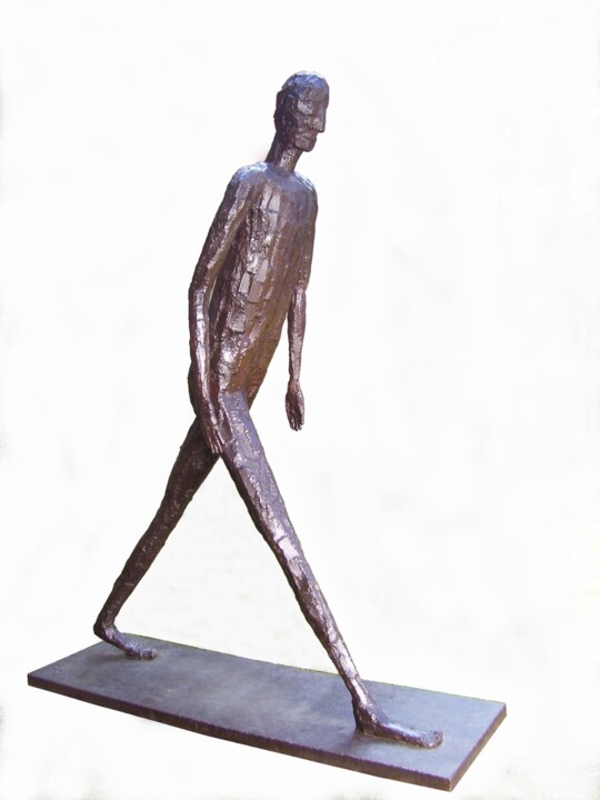 Sculpture titled "Marcheur (grand)" by Jacques Hellegouarch (Jaco), Original Artwork, Metals
