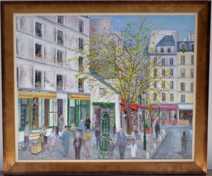 Peinture intitulée "La librairie Shakes…" par Jacques Lartigue, Œuvre d'art originale