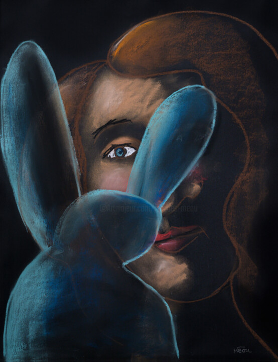 Рисунок под названием "Face face" - Jacques Meou, Подлинное произведение искусства, Пастель