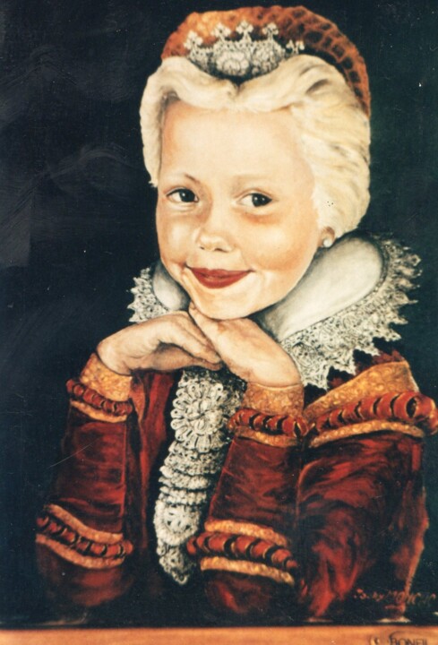 Peinture intitulée "Portrait de Stéphani" par Jacques Moncho (Art d'antan), Œuvre d'art originale, Huile