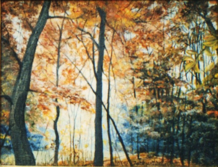 Pittura intitolato "Couleurs d'automne" da Jacques Moncho (Art d'antan), Opera d'arte originale, Olio