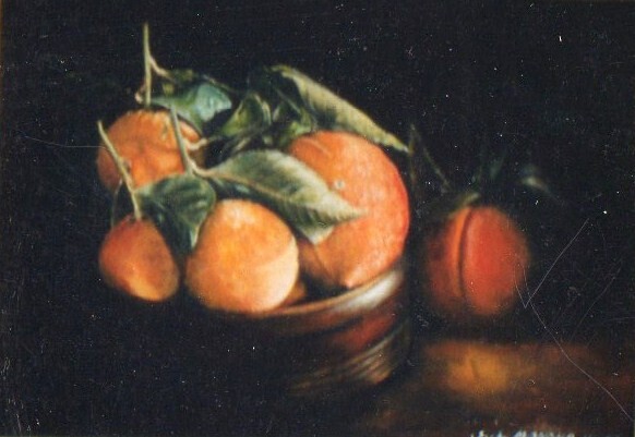 Painting titled "Les fruits indiens" by Jacques Moncho (Art d'antan), Original Artwork, Oil