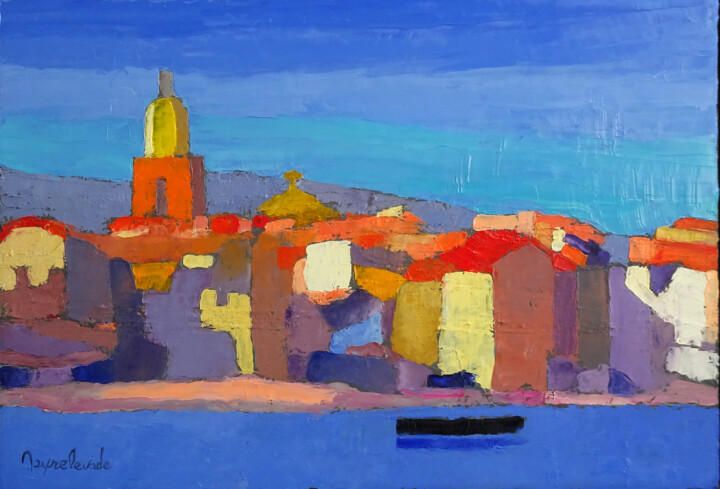 "Saint-Tropez" başlıklı Tablo Jacques Peyrelevade tarafından, Orijinal sanat, Petrol