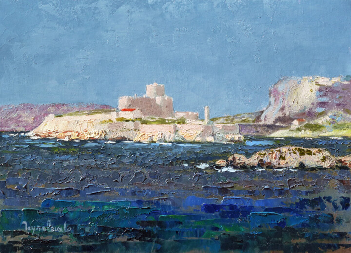 Peinture intitulée "Marseille, château…" par Jacques Peyrelevade, Œuvre d'art originale, Huile