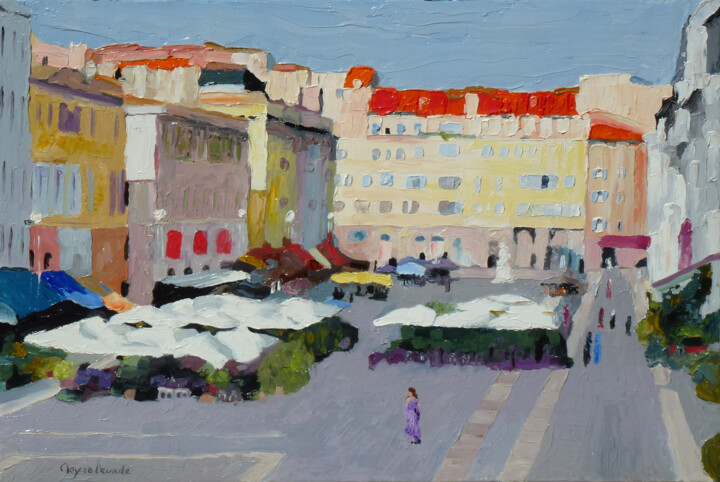 Painting titled "Marseille, cours d'…" by Jacques Peyrelevade, Original Artwork, Oil