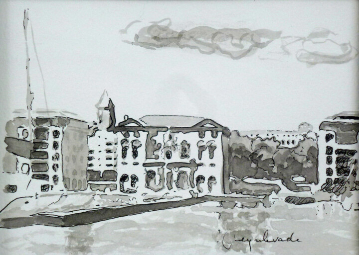 Drawing titled "Encre de Chine: la…" by Jacques Peyrelevade, Original Artwork, Ink