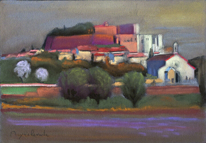 Dessin intitulée "Château de Grignan…" par Jacques Peyrelevade, Œuvre d'art originale, Pastel