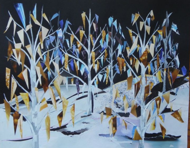 Collages titled "foret blanche" by Jacques Pierre Pichon, Original Artwork, Collages