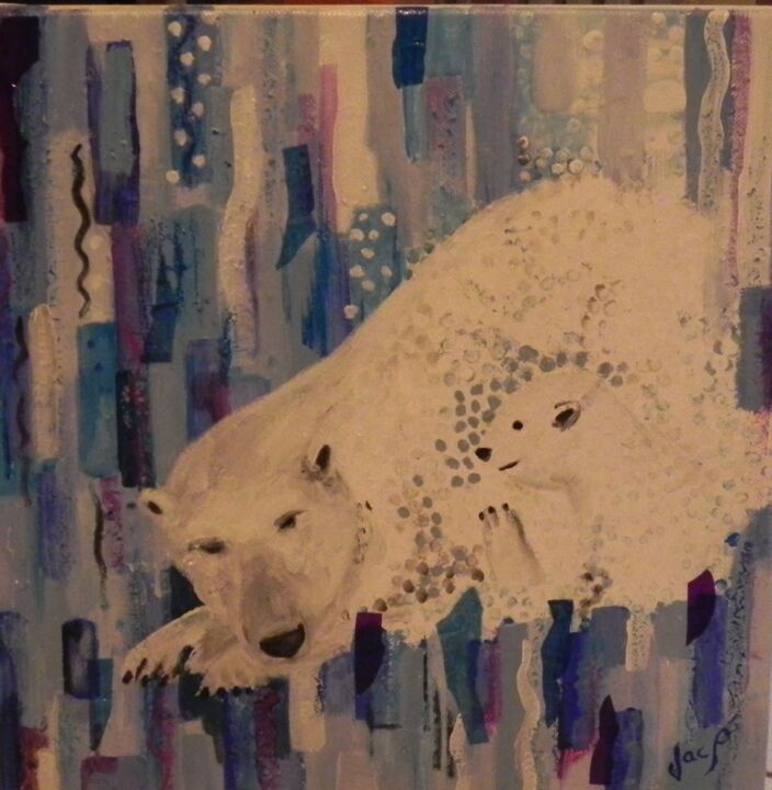 Peinture intitulée "ours blanc" par Jacques Pierre Pichon, Œuvre d'art originale, Acrylique