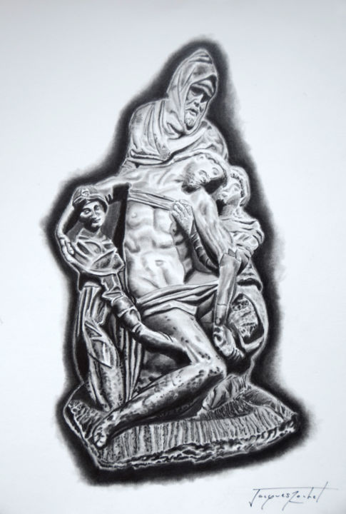 Drawing titled "Pieta, sculpture (d…" by Jacques Rochet, Original Artwork, Graphite