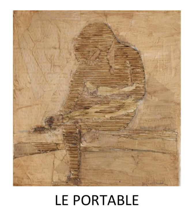 Collages titled "le portable" by Jacques Chevalier, Original Artwork, Collages Mounted on Cardboard