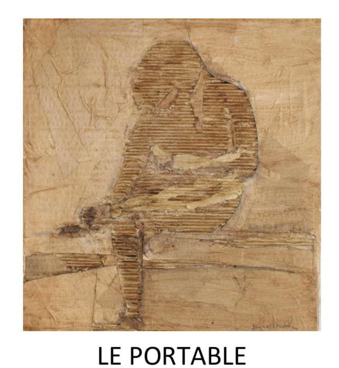 Collages titled "le portable" by Jacques Chevalier, Original Art, Collages Mounted on Cardboard