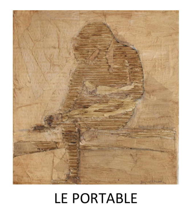 Collages intitulée "le portable" par Jacques Chevalier, Œuvre d'art originale, Collages Monté sur Carton