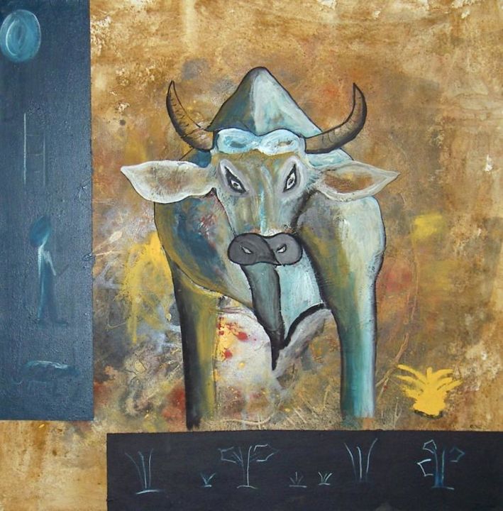 Painting titled "Buffle" by Jacques Songa, Original Artwork