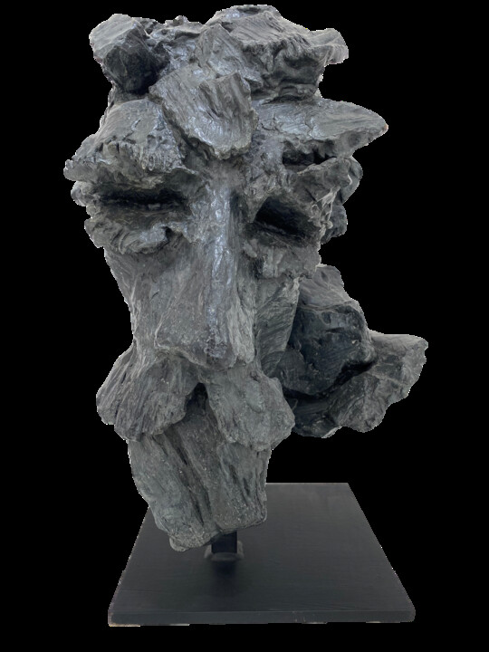 Sculpture titled "Tête Grise" by Jacques Soulard, Original Artwork, Bronze