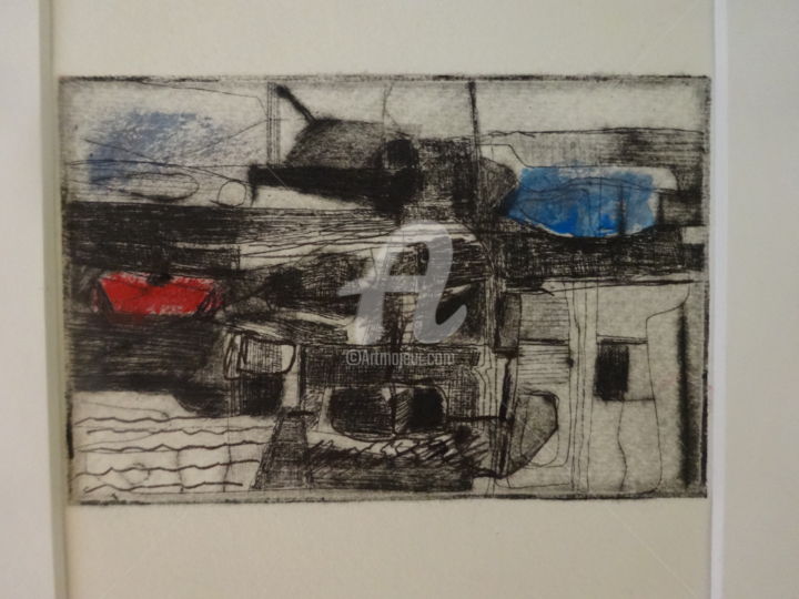 Printmaking titled "Le petit port" by Jacques Stemer, Original Artwork, Monotype