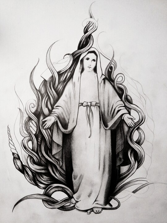 Disegno intitolato "Santa Madre -Stienn…" da Jacques Stiennon, Opera d'arte originale, Grafite