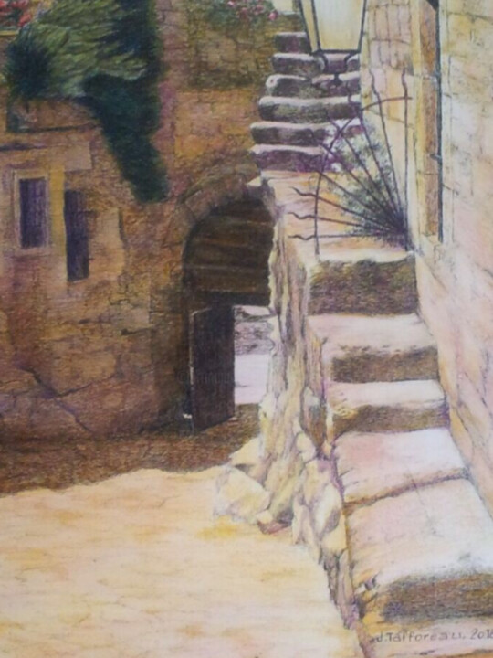 Peinture intitulée "Le vieil escalier 2." par Jacques Tafforeau, Œuvre d'art originale, Autre