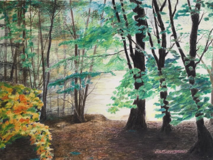 Картина под названием "La forêt des légend…" - Jacques Tafforeau, Подлинное произведение искусства, Другой