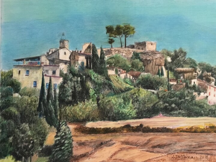 Peinture intitulée "Paysage en Provence…" par Jacques Tafforeau, Œuvre d'art originale, Autre