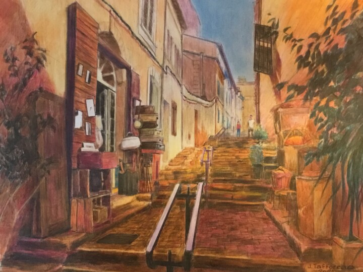 Pintura intitulada "LE PANIER MARSEILLE…" por Jacques Tafforeau, Obras de arte originais, Aquarela