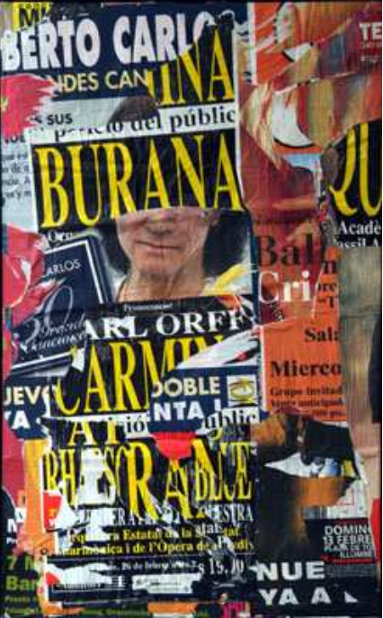Collages intitolato "Barcelone" da Jacques Villeglé, Opera d'arte originale