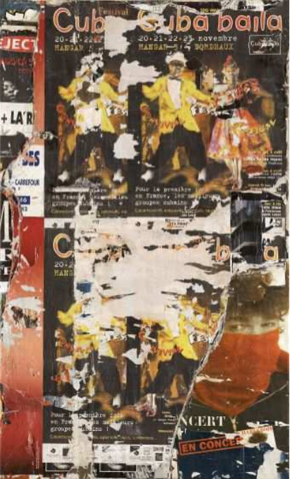 Collagen mit dem Titel "Cuba baila" von Jacques Villeglé, Original-Kunstwerk